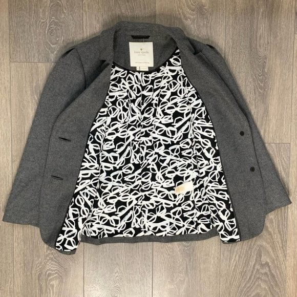 Kate Spade Melita Tweed Button 3/4 Length Sleeves Blazer Jacket Gray Size 4 - Picture 5 of 16